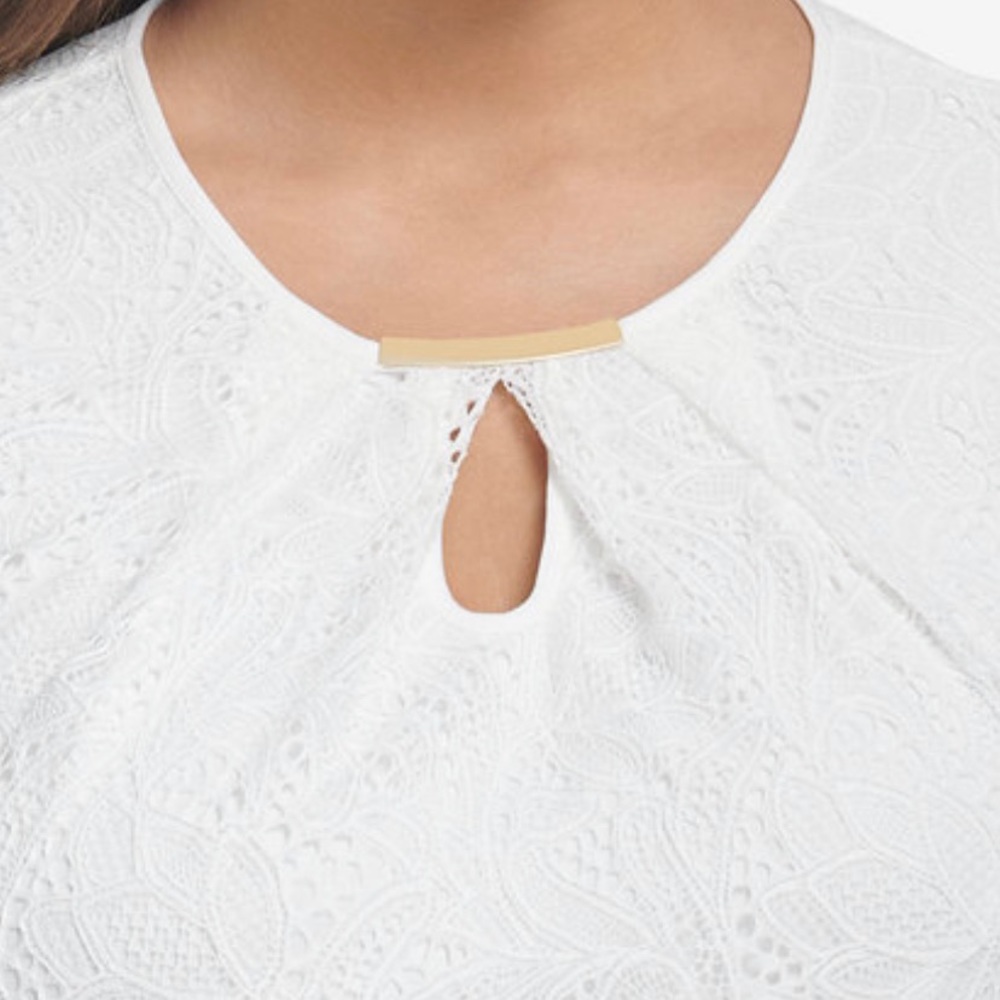 Calvin Klein Plus Size Lace Keyhole Top